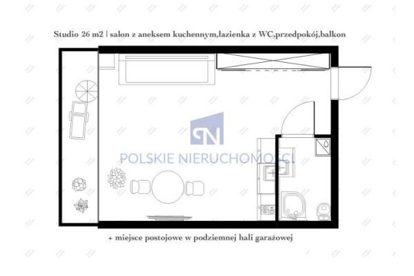 Wrocław, Krzyki, Partynice, Zwycięska, Nowoczesne studio z balkonem | Krzyki